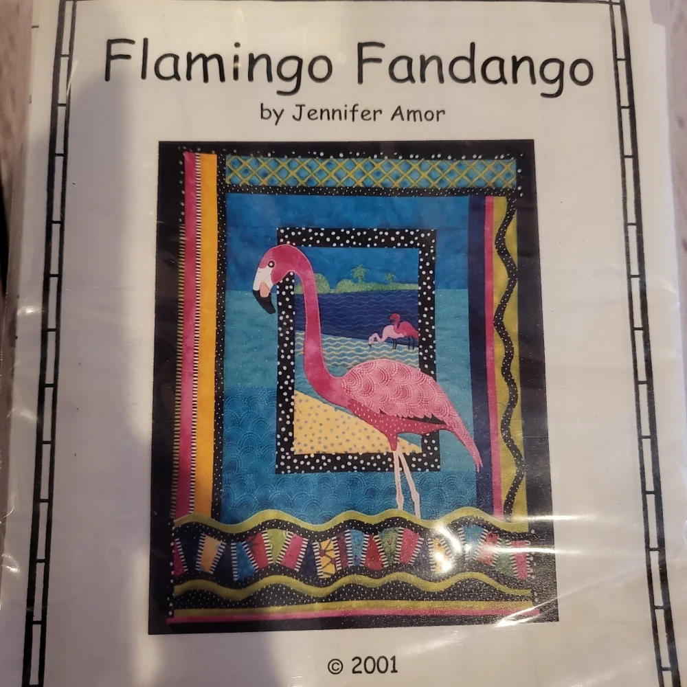 Flamingo Fandango Applique and Paper-Pieced Wallhanging Quilt Pattern 20” x 26”